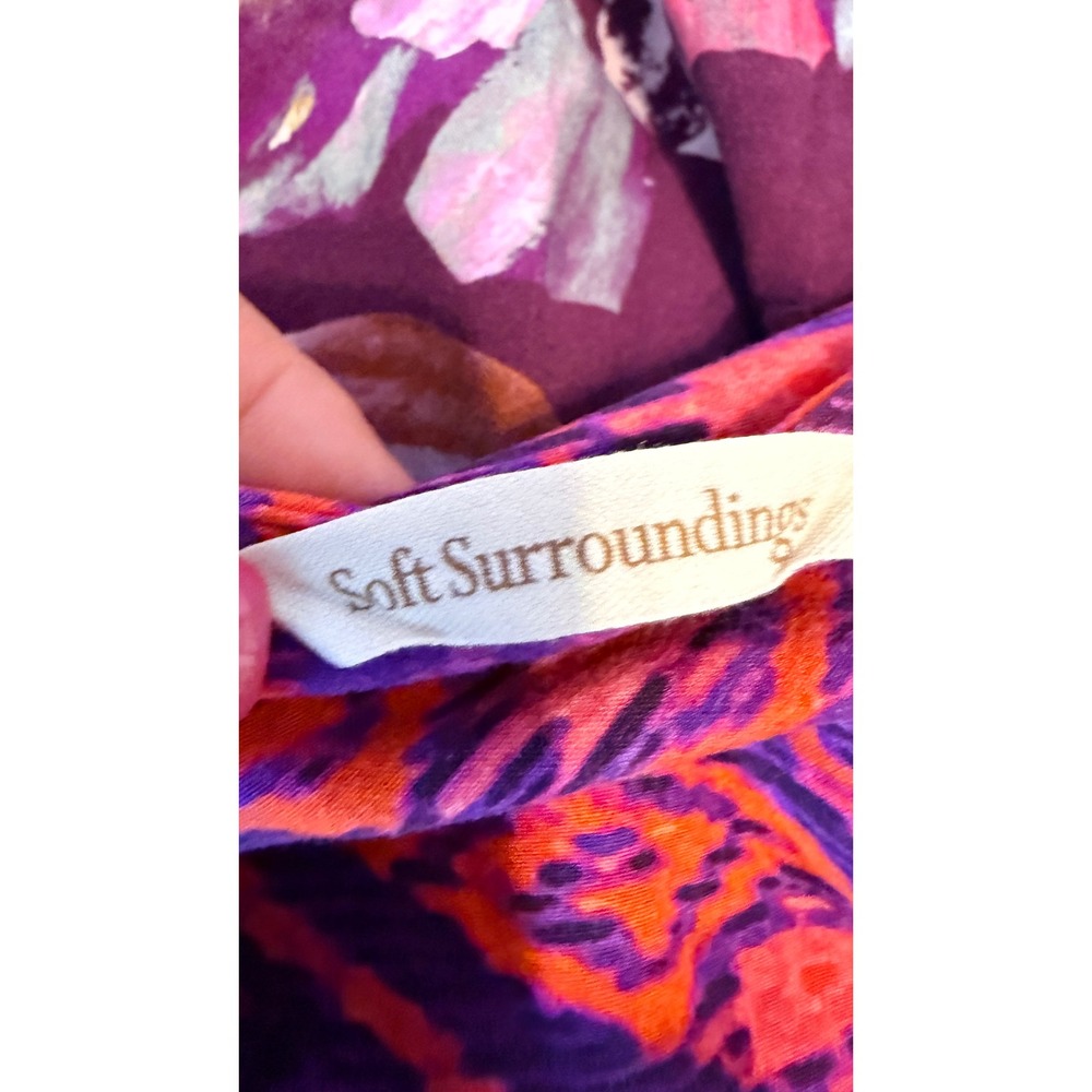 Soft Surroundings Boho Floral Mixed Print V-Neck Maxi Dress Purple XL - Picture 4 of 6